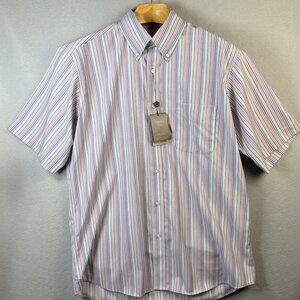 Forsyth Of Canada Button Up Dress Shirt‎ Mens Size L Wrinkle Free Preppy Hipster